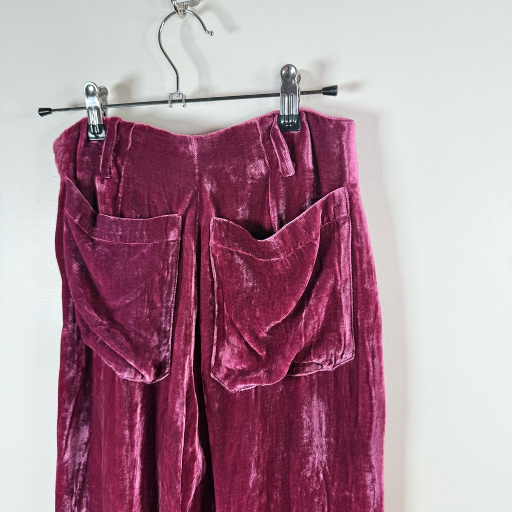 Alix of Bohemia Charlie Plum Velvet Wide-Leg Pants - Picture 5 of 11